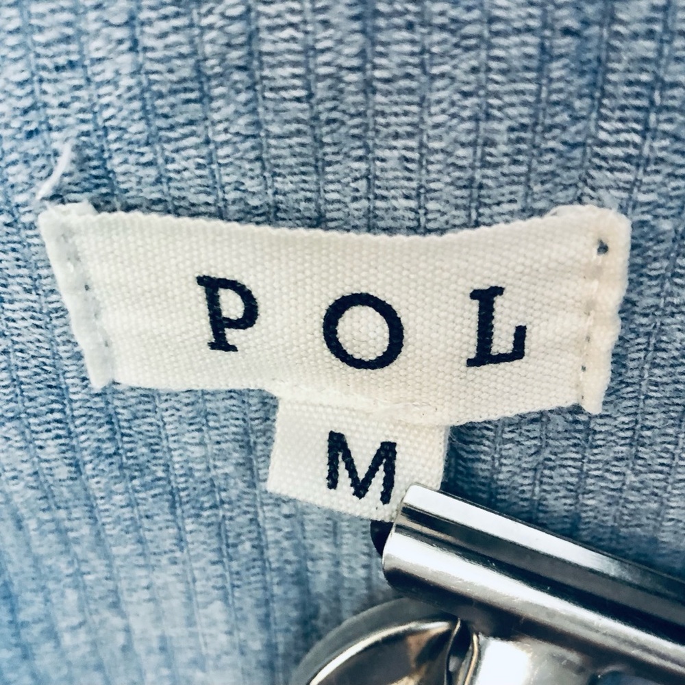 POL Corduroy Patchwork Shirt Shacket 100% Cotton Oversized Blue Unique Medium - Picture 3 of 5